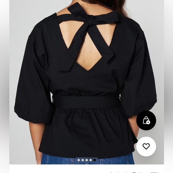 New Aligne Co guava black tie in back balloon sleeve top - Picture 3 of 6